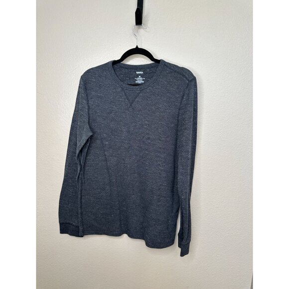 Sonoma Mens Gray Long Sleeve Waffle Knit Shirt M Cotton Crew Neck Thermal - Picture 1 of 5